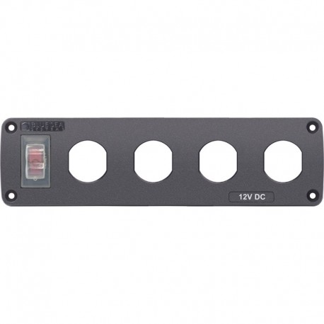 Blue Sea Water Resistant USB Accessory Panel - 15A Circuit Breaker, 4x Blank Apertures