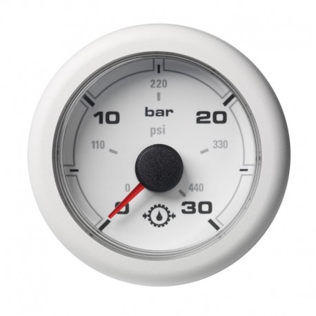 Veratron 52MM (2-1/16") OceanLink Transmission Oil Pressure Gauge - 30 Bar/440 PSI - White Dial & Bezel