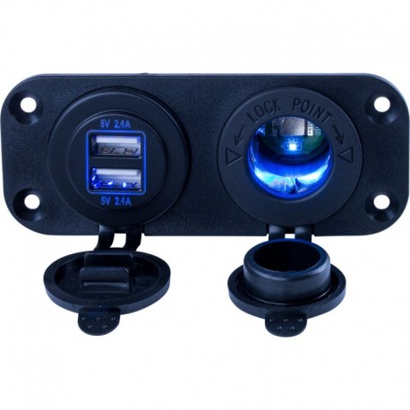 Sea-Dog Double USB & Power Socket Panel