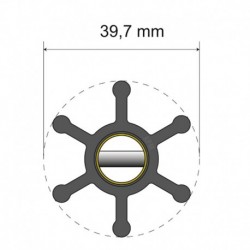 Albin Pump Premium Impeller Kit - 39.7 x 12 x 19.2mm - 6 Blade - Pin Insert