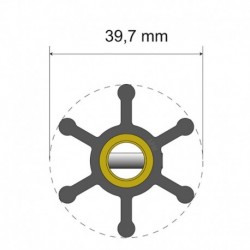 Albin Pump Premium Impeller Kit - 39.7 x 9.5 x 19.2mm - 6 Blade - Pin Insert