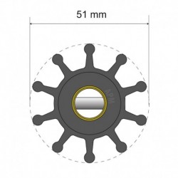 Albin Pump Premium Impeller Kit - 51 x 12.7 x 22mm - 10 Blade - Pin Insert