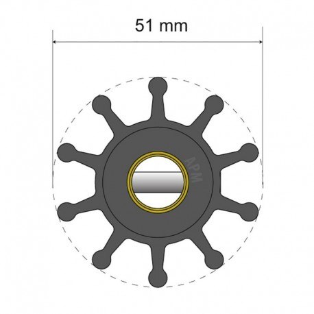 Albin Pump Premium Impeller Kit - 51 x 12.7 x 22mm - 10 Blade - Pin Insert