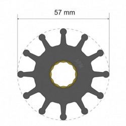 Albin Pump Premium Impeller Kit 57 x 16 x 31.5mm - 12 Blade - Spline Insert