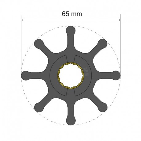 Albin Pump Premium Impeller Kit 65 x 16 x 37mm - 8 Blade - Spline Insert