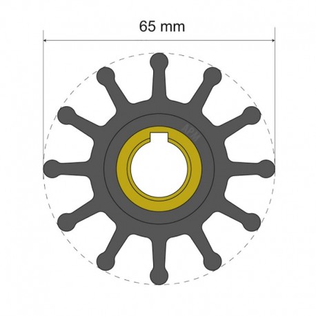 Albin Pump Premium Impeller Kit 65 x 15.8 x 41.5mm - 12 Blade - Key Insert