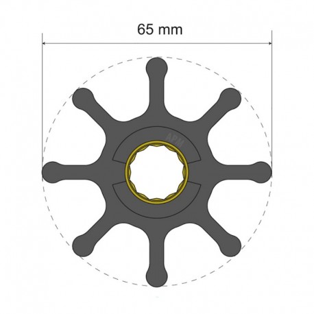 Albin Pump Premium Impeller Kit 65 x 16 x 50mm - 8 Blade - Spline Insert