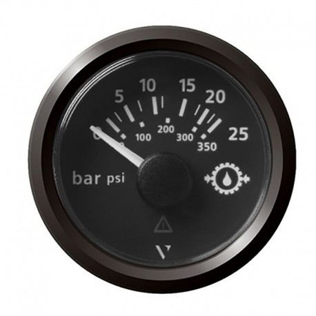 Veratron 52MM (2-1/16") ViewLine Transmission Oil Pressure 25 Bar/350 PSI - Black Dial & Triangular Bezel