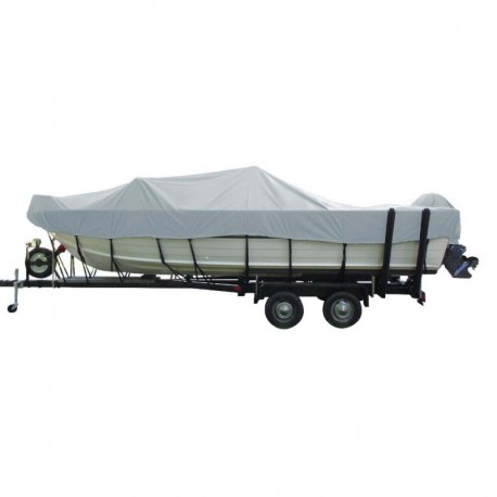 Carver Sun-DURA Wide Series Styled-to-Fit Boat Cover f/20.5' Aluminum V-Hull Boats with Walk-Thru Windshield - Grey