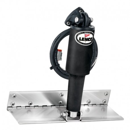 Lenco 4" x 12" Limited Space Trim Tab Kit w/o Switch Kit 12V - Electro-Polished - Short Actuator