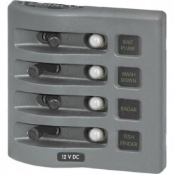 Blue Sea 4374 WeatherDeck Water Resistant Circuit Breaker Panel - 4 Position - Grey