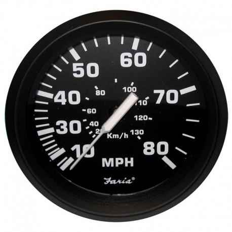 Faria Euro Black 4" Speedometer - 80MPH (Pitot)