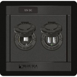 Blue Sea 1478 360 Panel - 12V DC Socket & Dual USB Charger