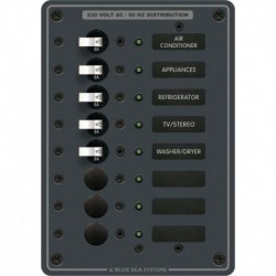 Blue Sea 8159 AC 8 Position 230v (European) Breaker Panel (White Switches)