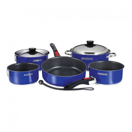 Magma 10 Piece Induction Non-Stick Enamel Finish Cookware Set - Cobalt Blue