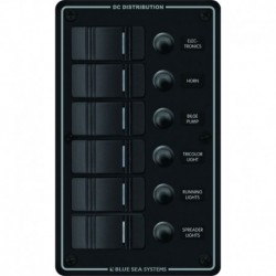 Blue Sea 8373 Water Resistant 6 Position - Black - Vertical Mount Panel